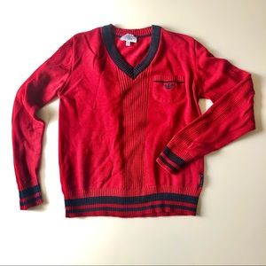 SOLD Armani Junior Red Navy Pullover Sweater 11-12